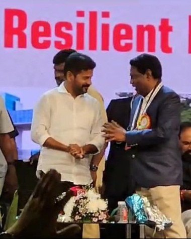 The Managing Director of SSR Crest with the Chief Minister of Telangana